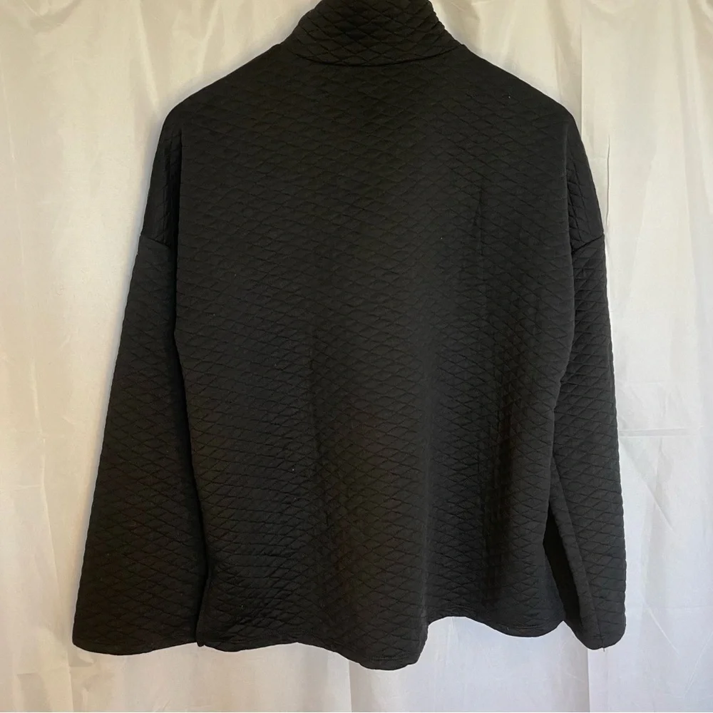 DAILY THREAD Women’s Black Wide Sleeve Quilted Sweatshirt Turtleneck Size Small - Picture 11 of 14
